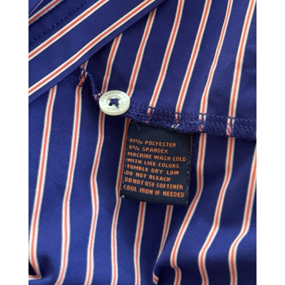 Donald Ross Men's XL Golf Polo Shirt Blue Striped Stretch Performance Activewear - Picture 5 of 7
